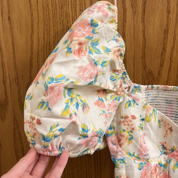 Zara Puff Sleeve Floral Printed Bustier Blouse - Picture 9 of 13